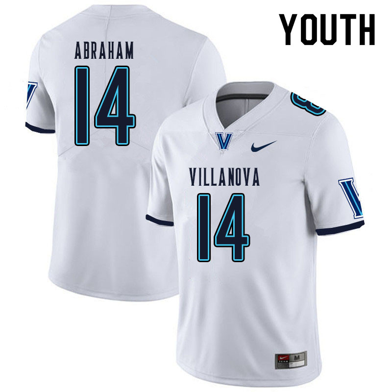 Youth #14 Daniel Abraham Villanova Wildcats College Football Jerseys Sale-White - Click Image to Close